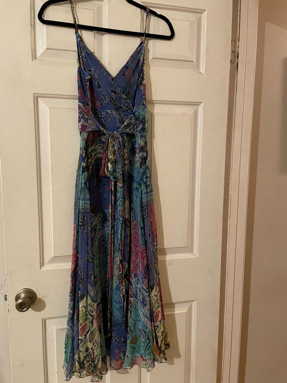 Vintage Talbots 100 Silk Paisley Patchwork Empire Waist Slip Maxi Dress 14P